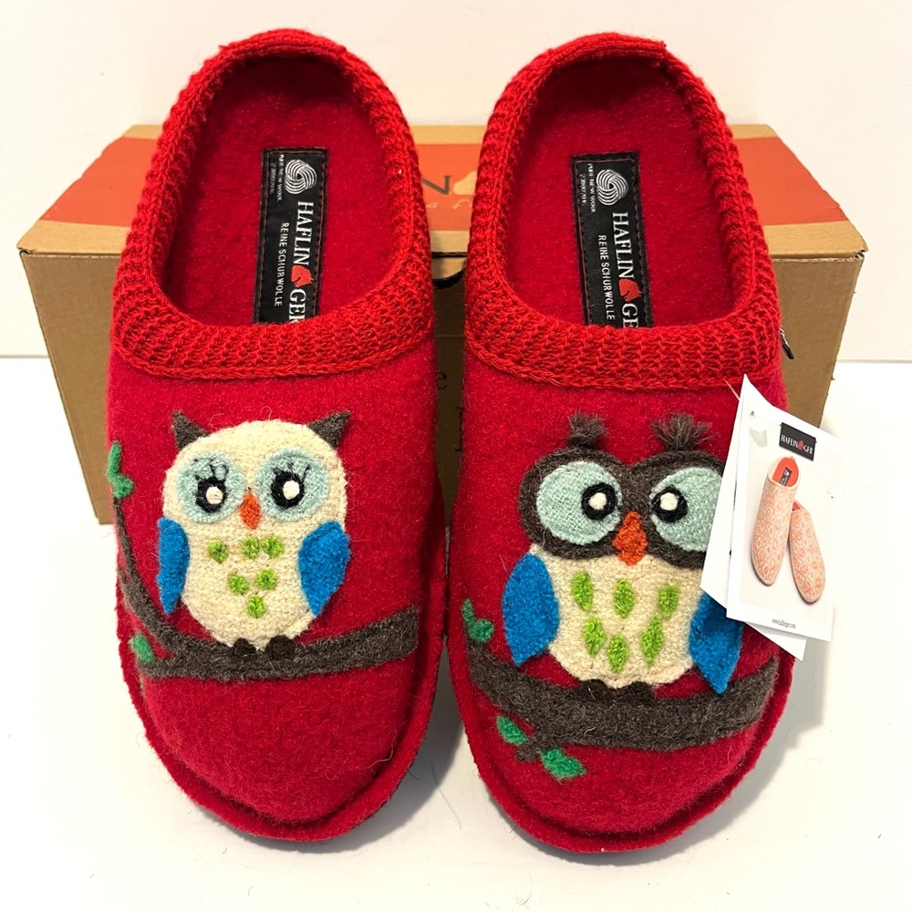 Haflinger Red Owl Felt Slip-On Slippers